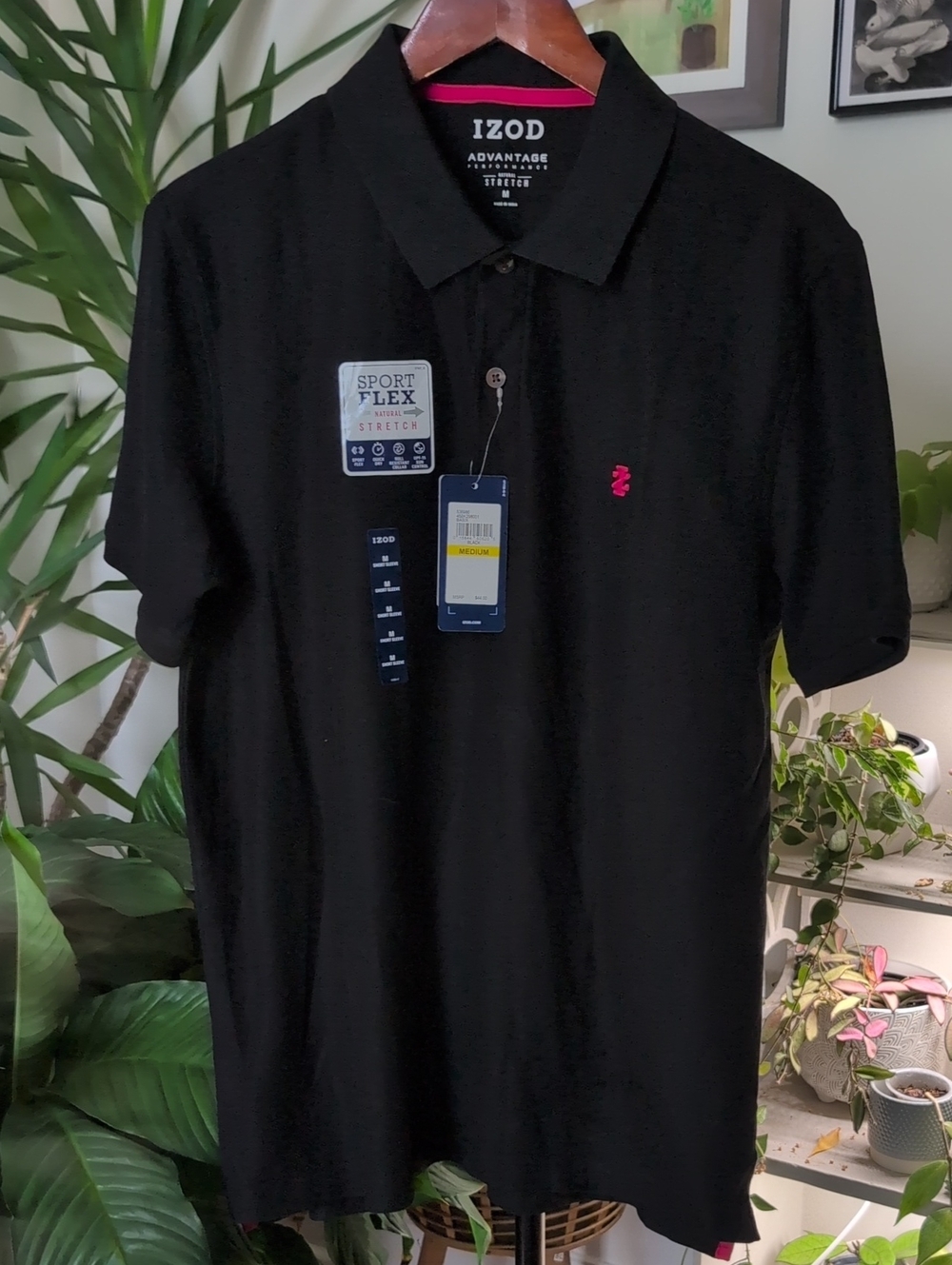 NWT Izod Black Polo with Red Embroidered Logo